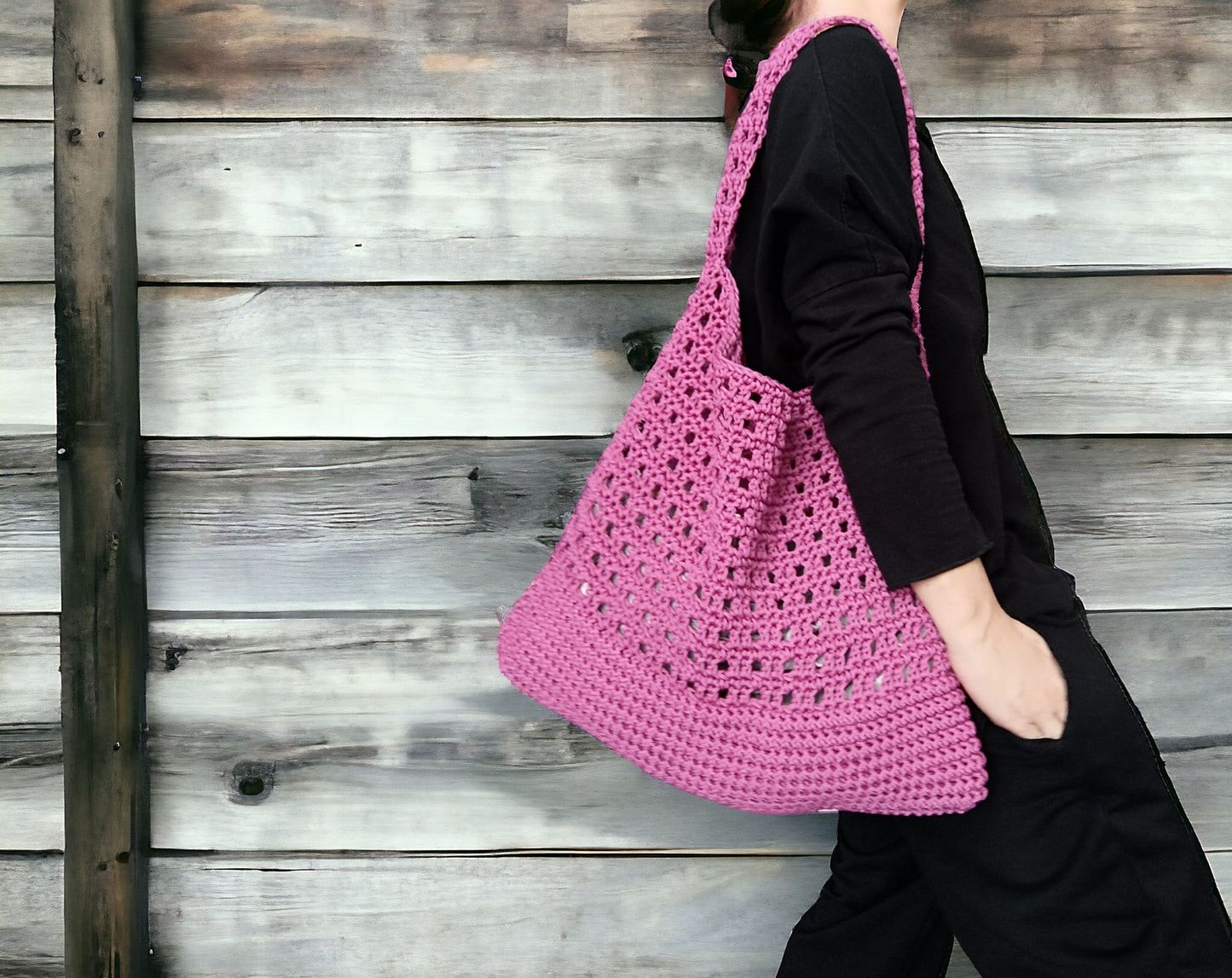 Borsa da spalla a rete all'uncinetto - Quattroequarantotto