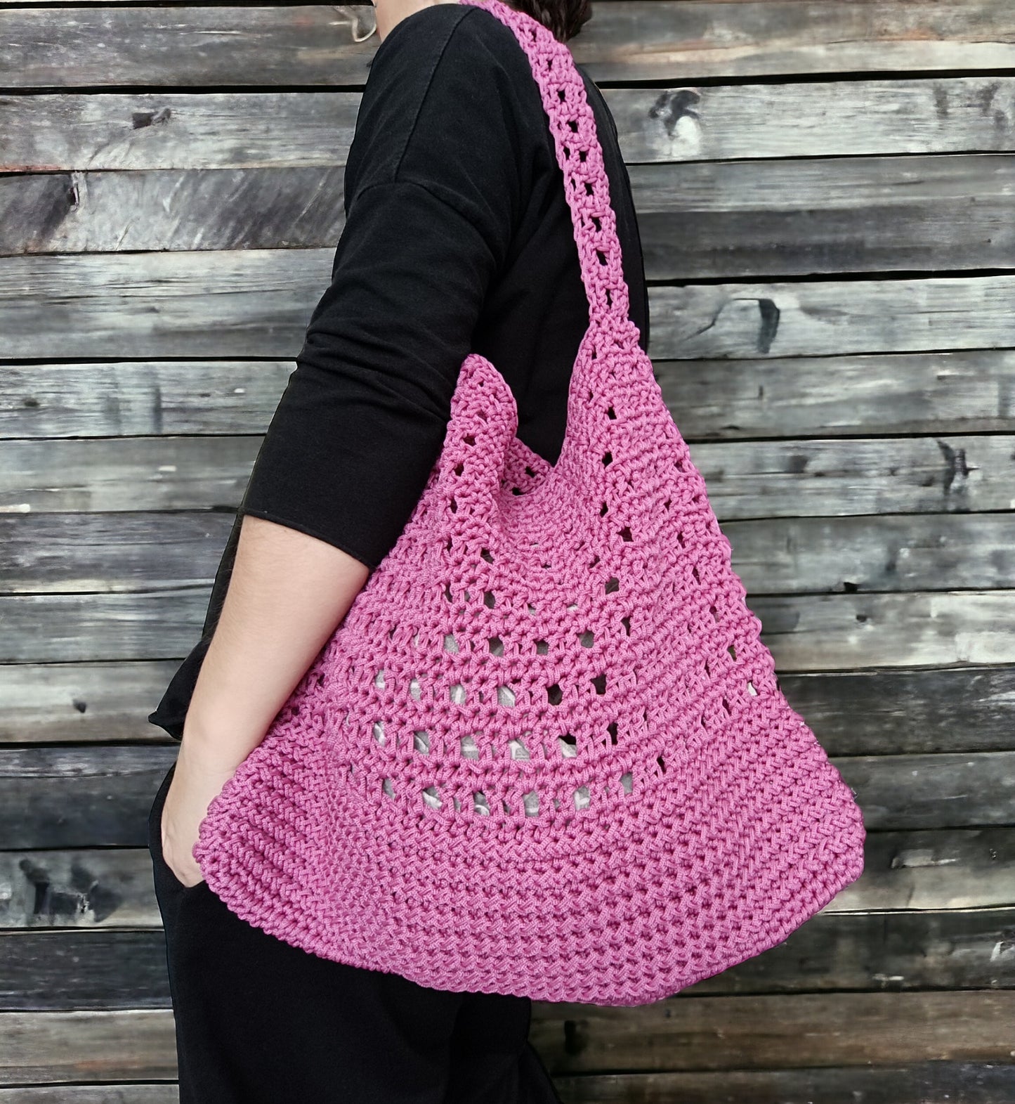 Borsa da spalla a rete all'uncinetto - Quattroequarantotto
