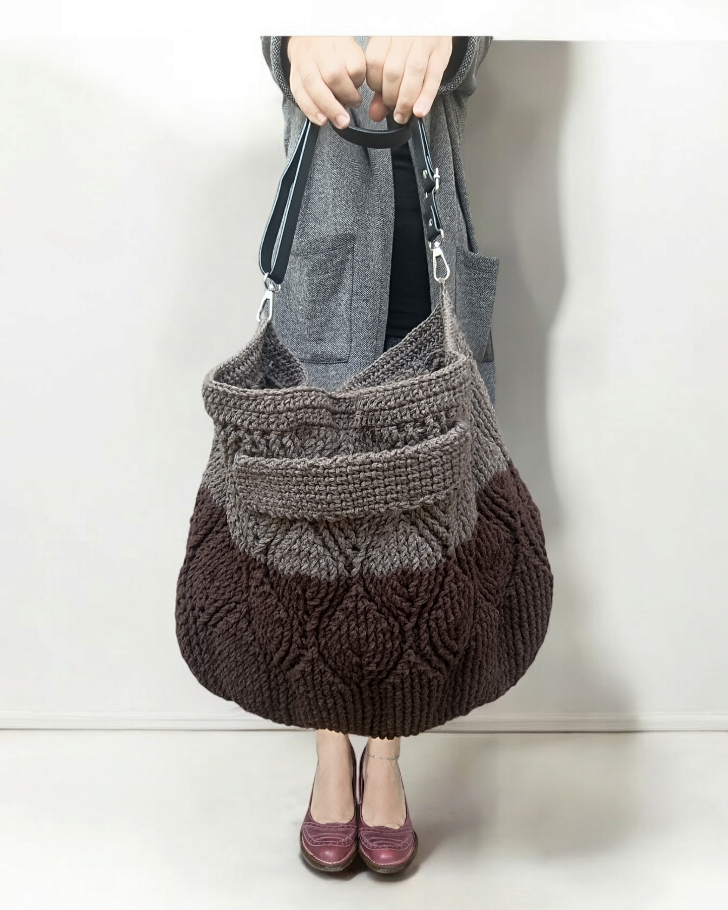 Borsa grande invernale all'uncinetto