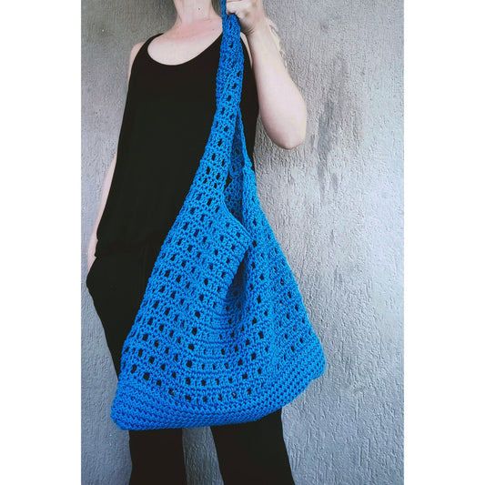 Borsa a rete, borse a rete uncinetto, borse fatte a mano, borse vegane, borsa azzurra uncinetto, borse estive, borse da spalla. - Quattroequarantotto
