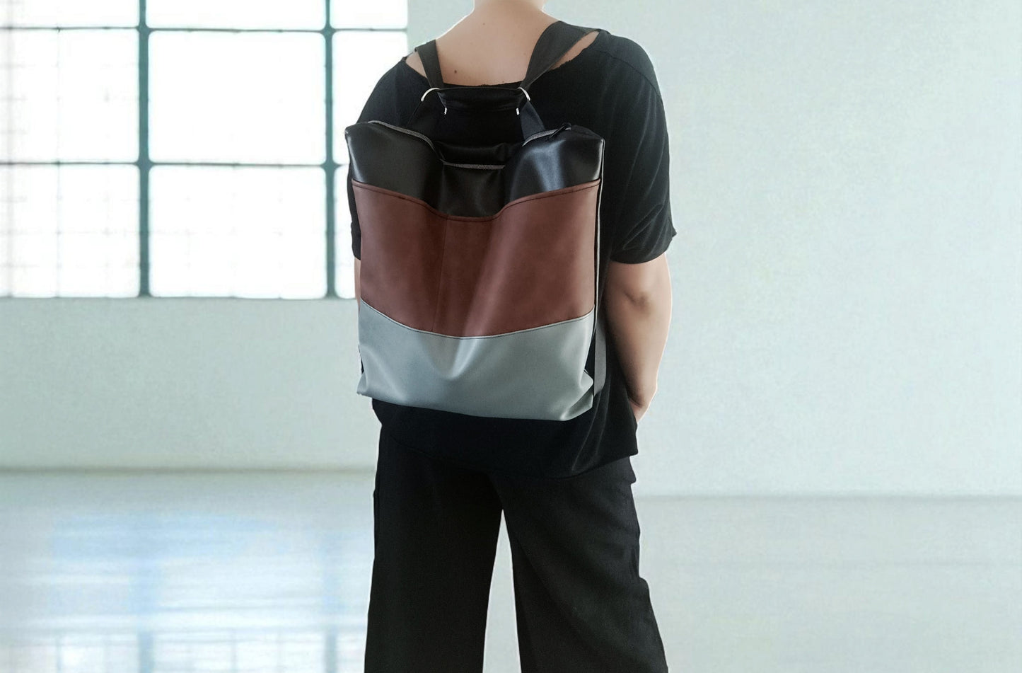 Borsa tote convertibile in zainetto