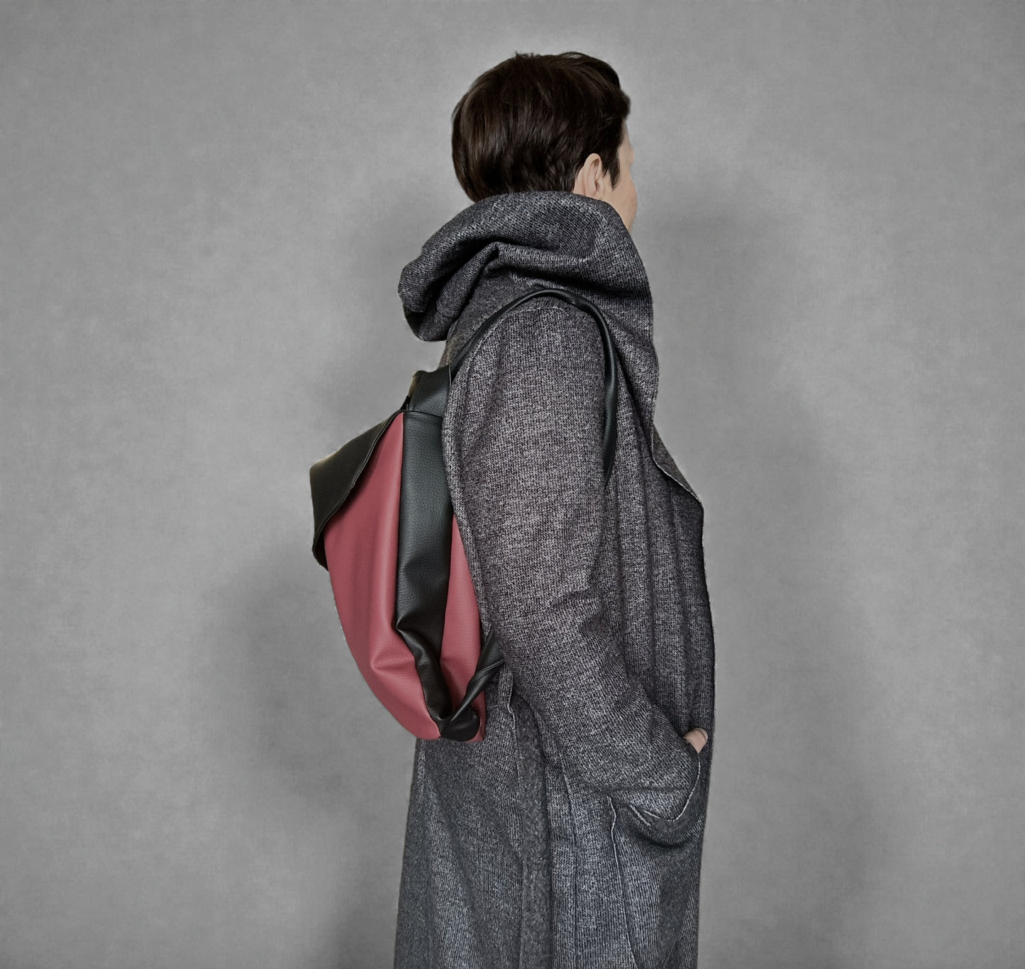Borsa zaino in pelle sintetica rossa