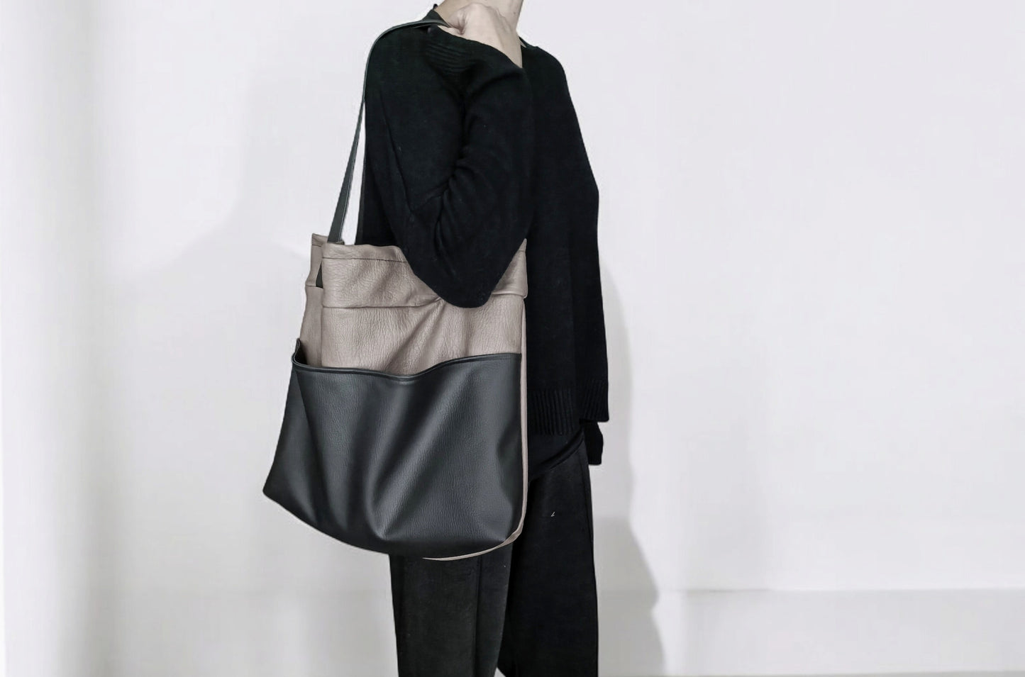 Maxi bag in pelle sintetica
