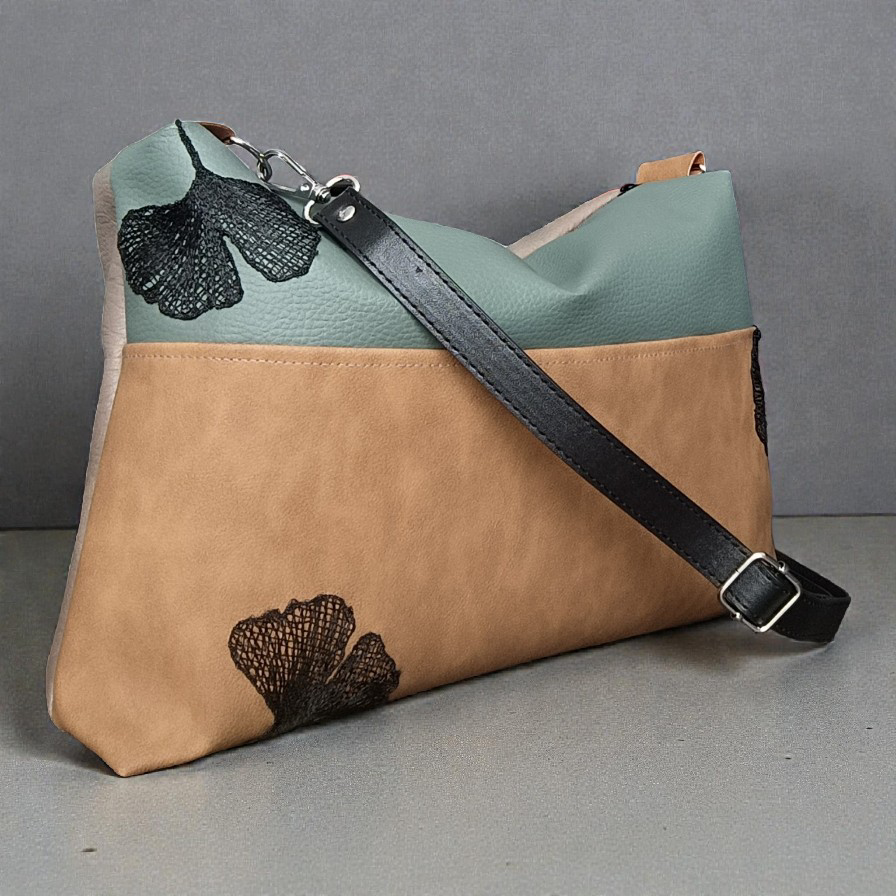 Borsa a tracolla ginkgo in pelle sintetica
