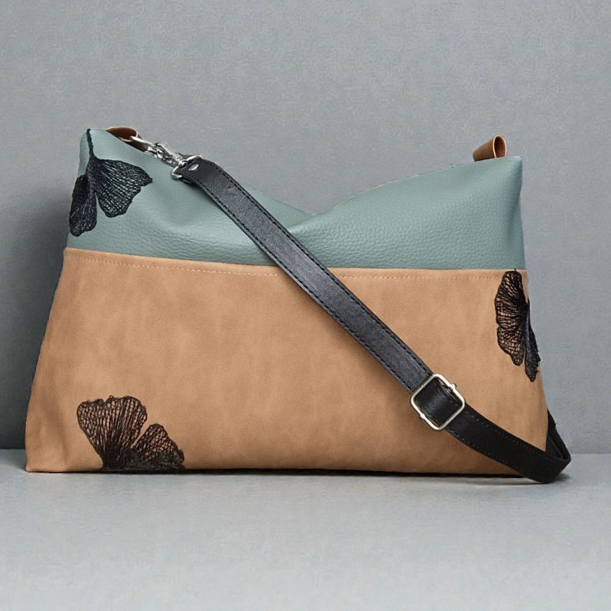 Borsa a tracolla ginkgo in pelle sintetica