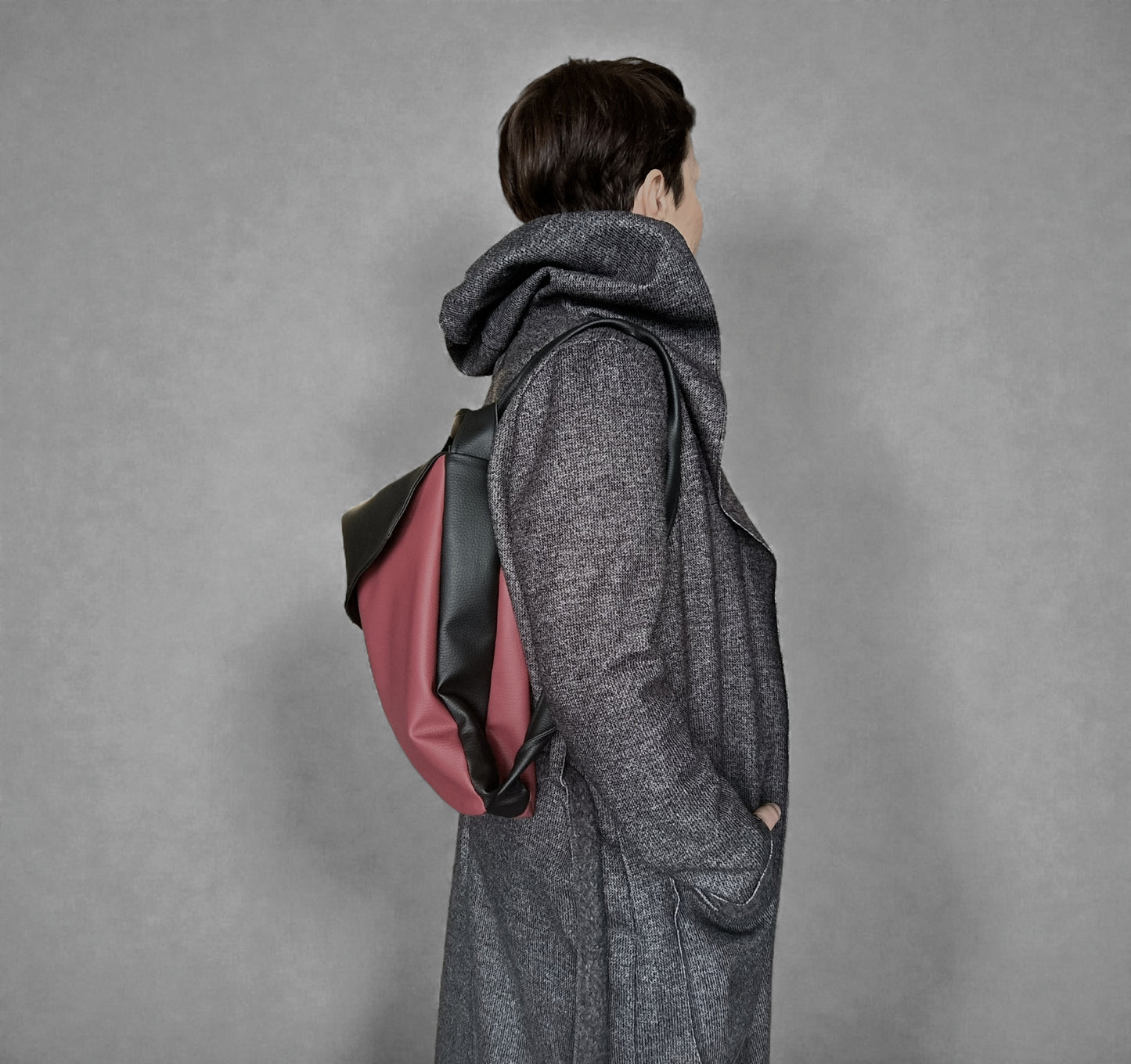 Borsa zaino in pelle sintetica rossa