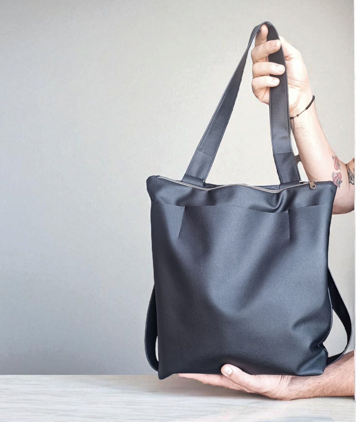 Tote bag convertibile in zainetto