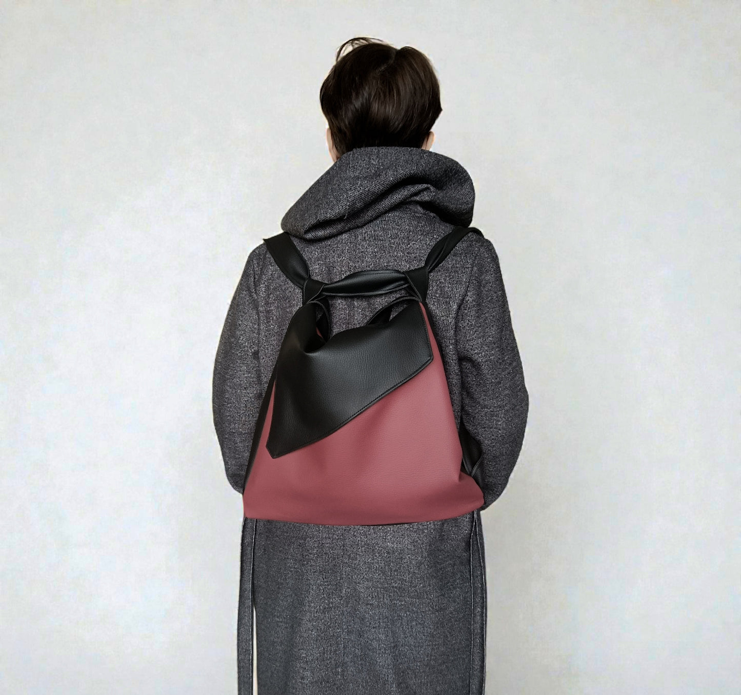 Borsa zaino in pelle sintetica rossa
