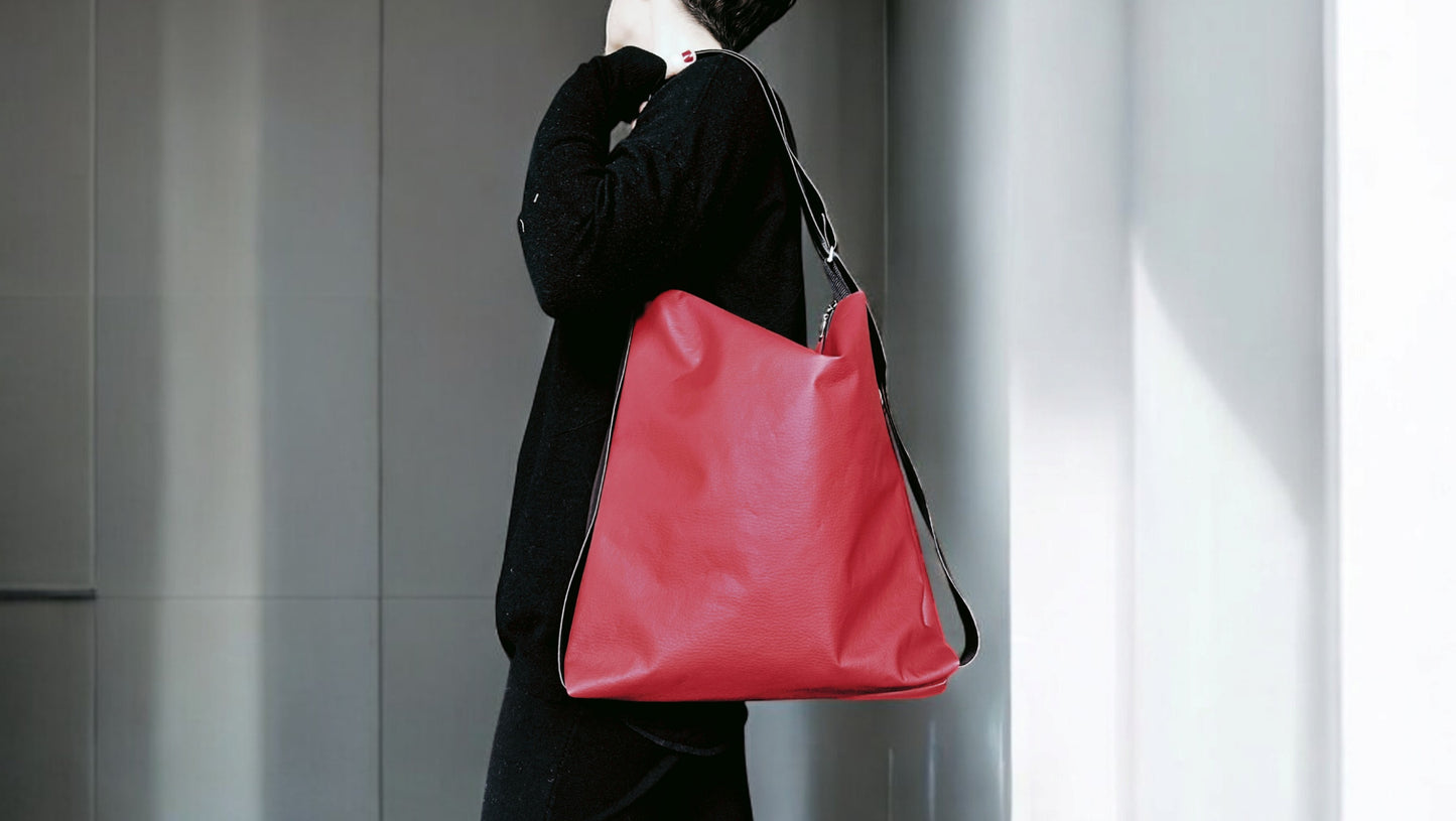 Borsa zaino in pelle sintetica rossa
