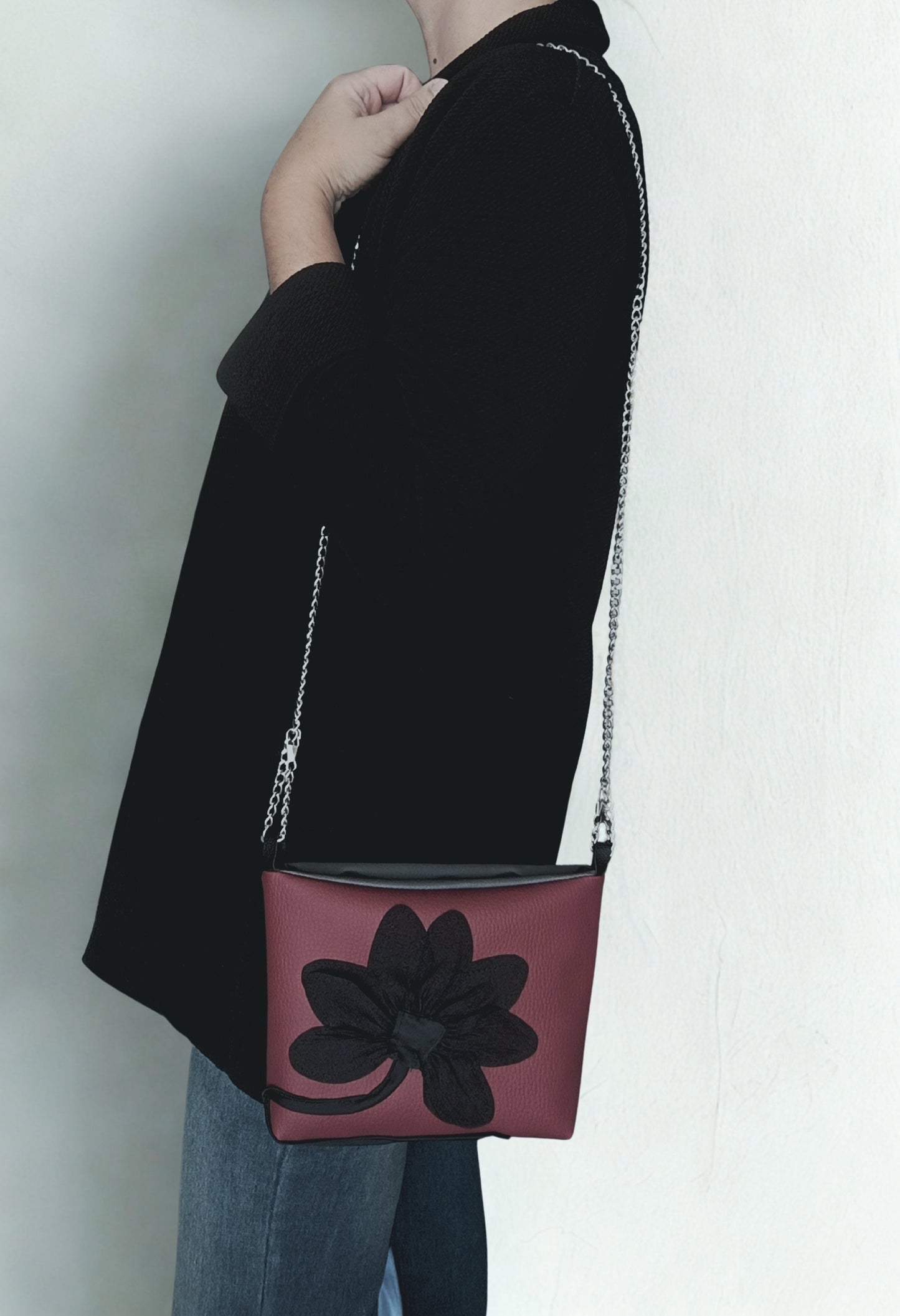 Mini bag in pelle sintetica rossa