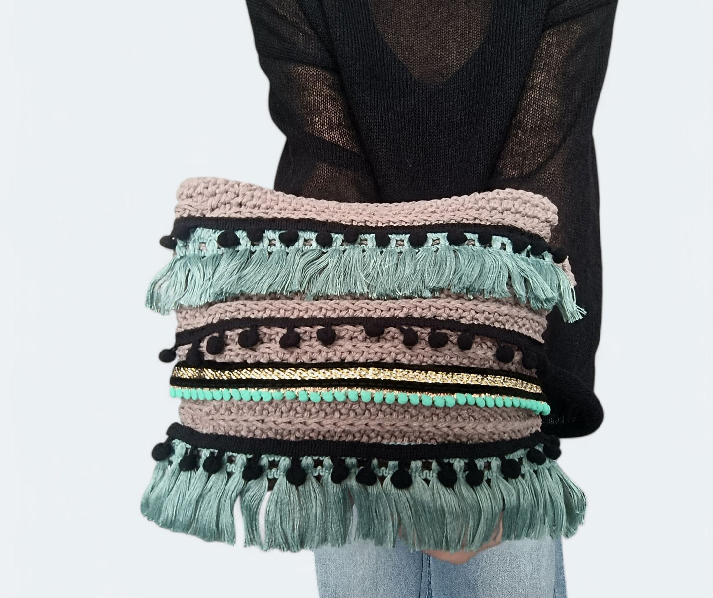 Pochette rettangolare all'uncinetto in stile gipsy