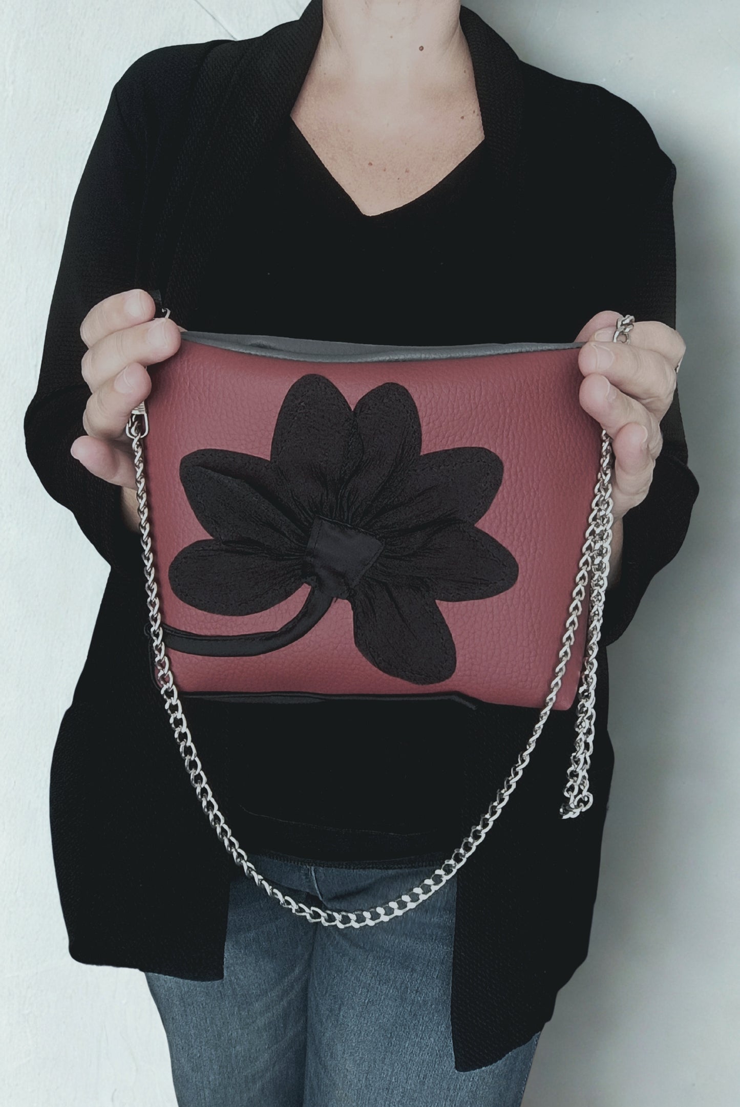 Mini bag in pelle sintetica rossa