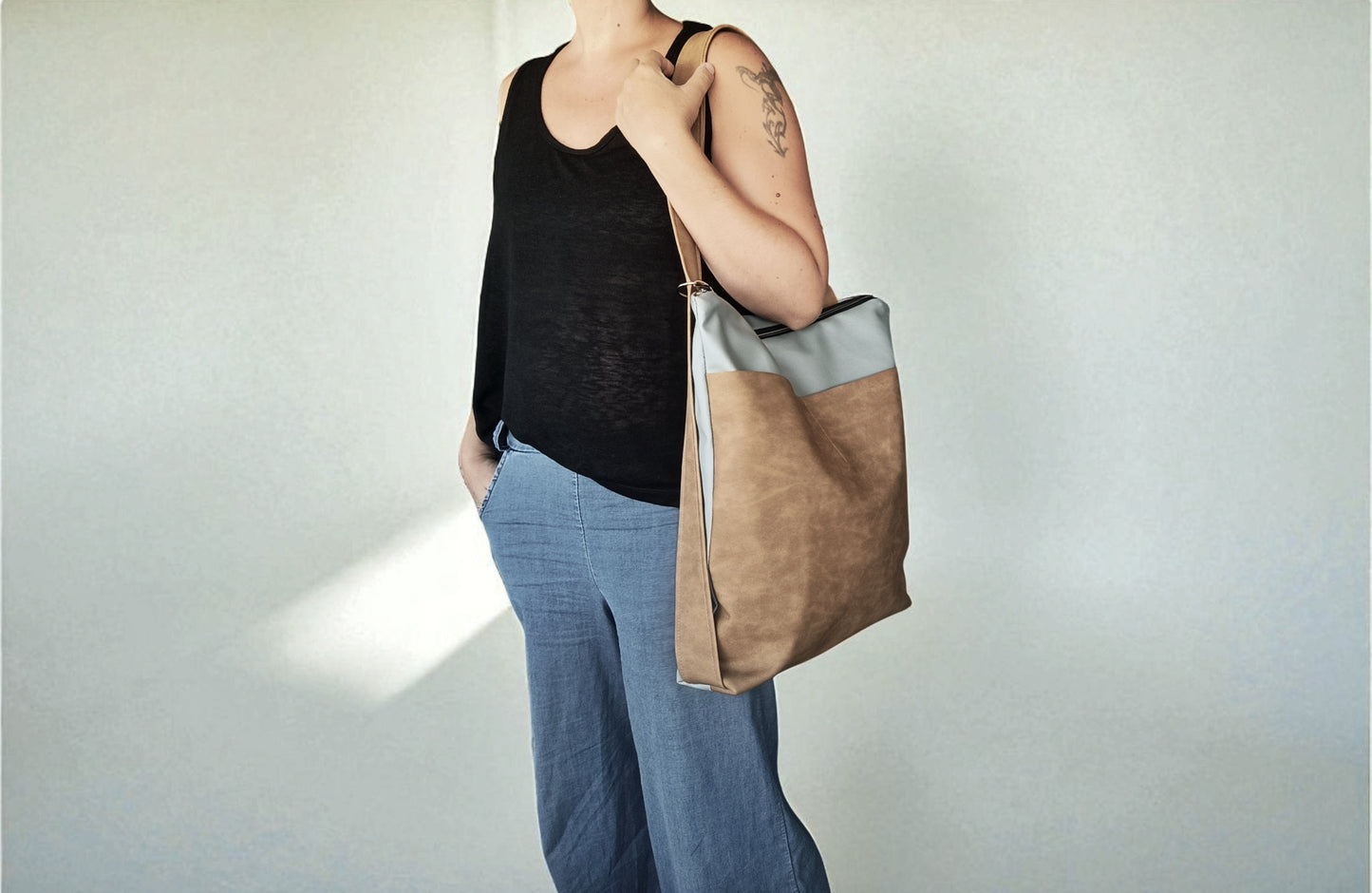 Tote backpack in pelle sintetica
