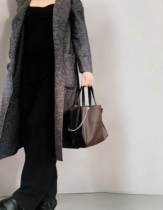 Borsa a mano in pelle sintetica