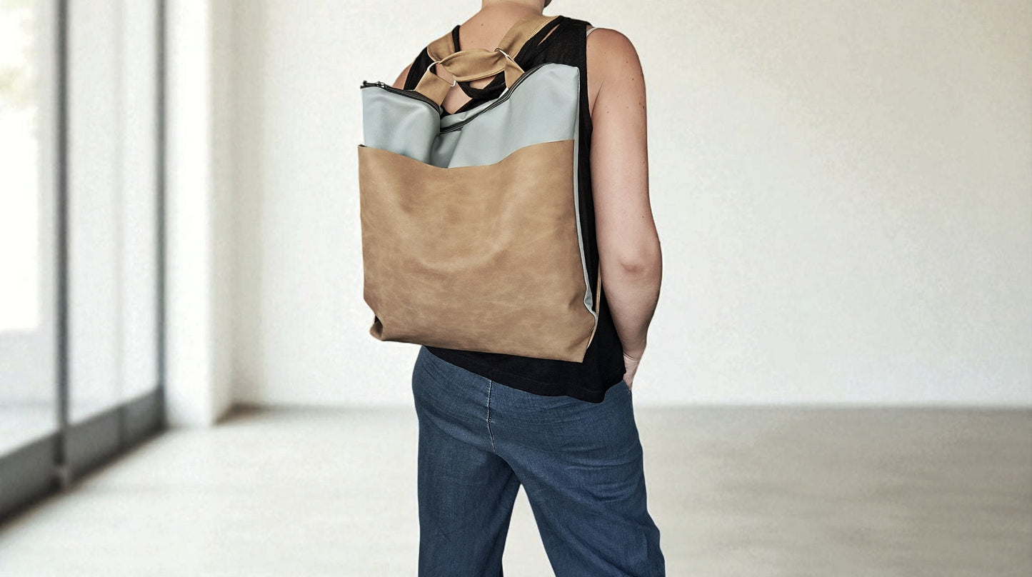 Tote backpack in pelle sintetica