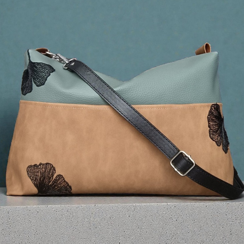 Borsa a tracolla ginkgo in pelle sintetica