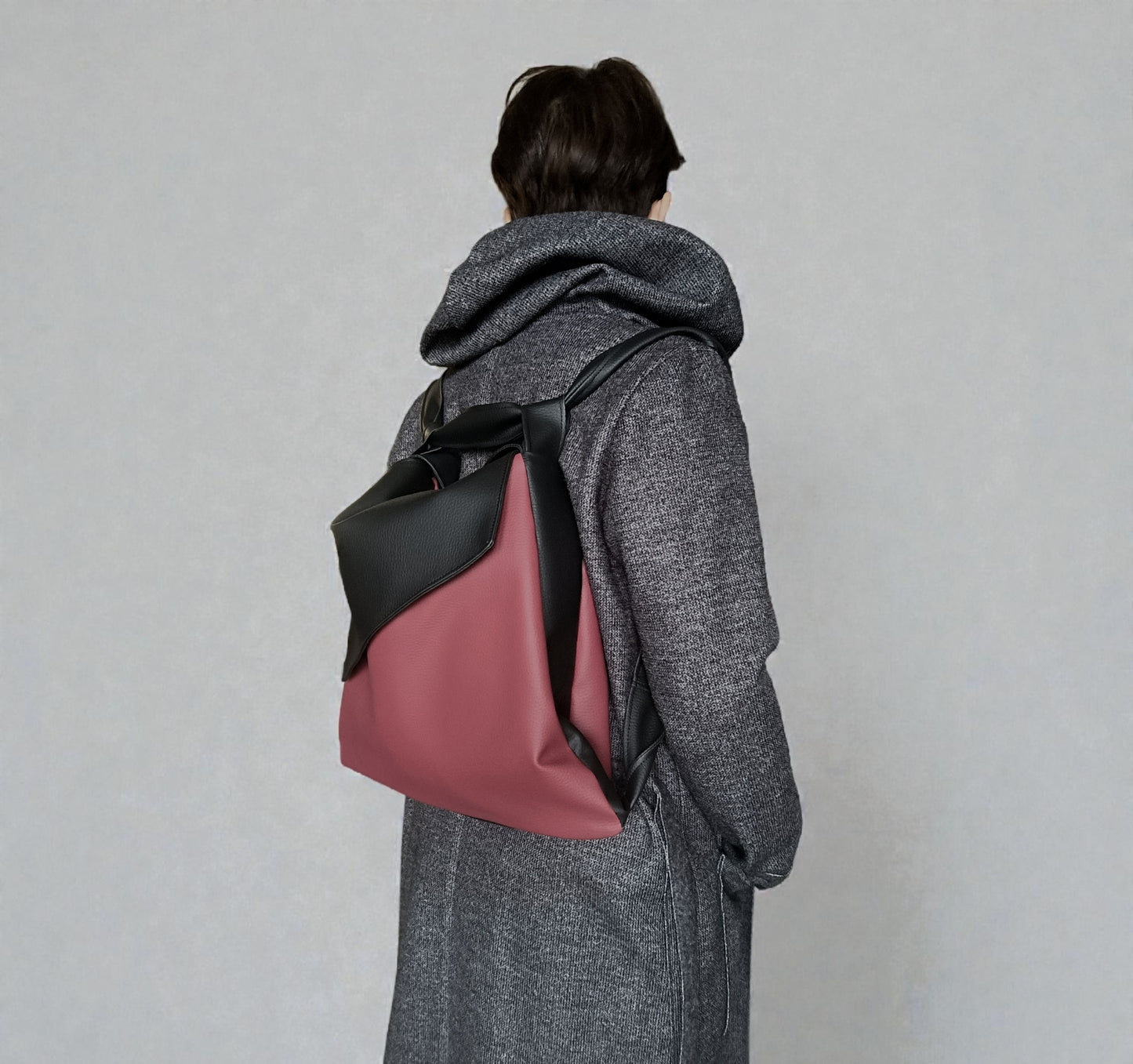 Borsa zaino in pelle sintetica rossa
