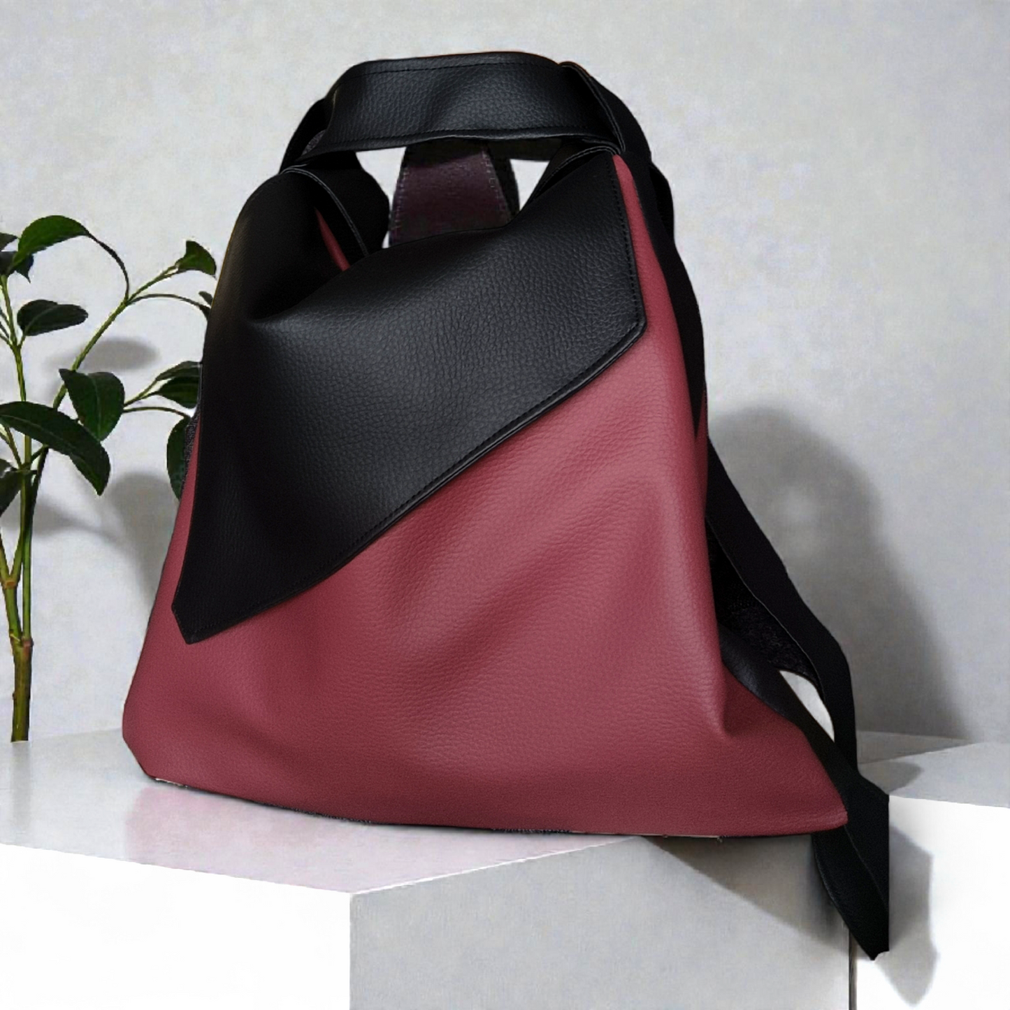 Borsa zaino in pelle sintetica rossa
