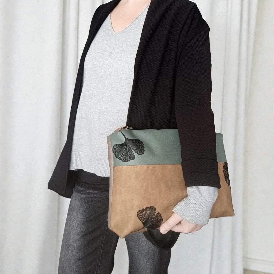 Borsa a tracolla ginkgo in pelle sintetica