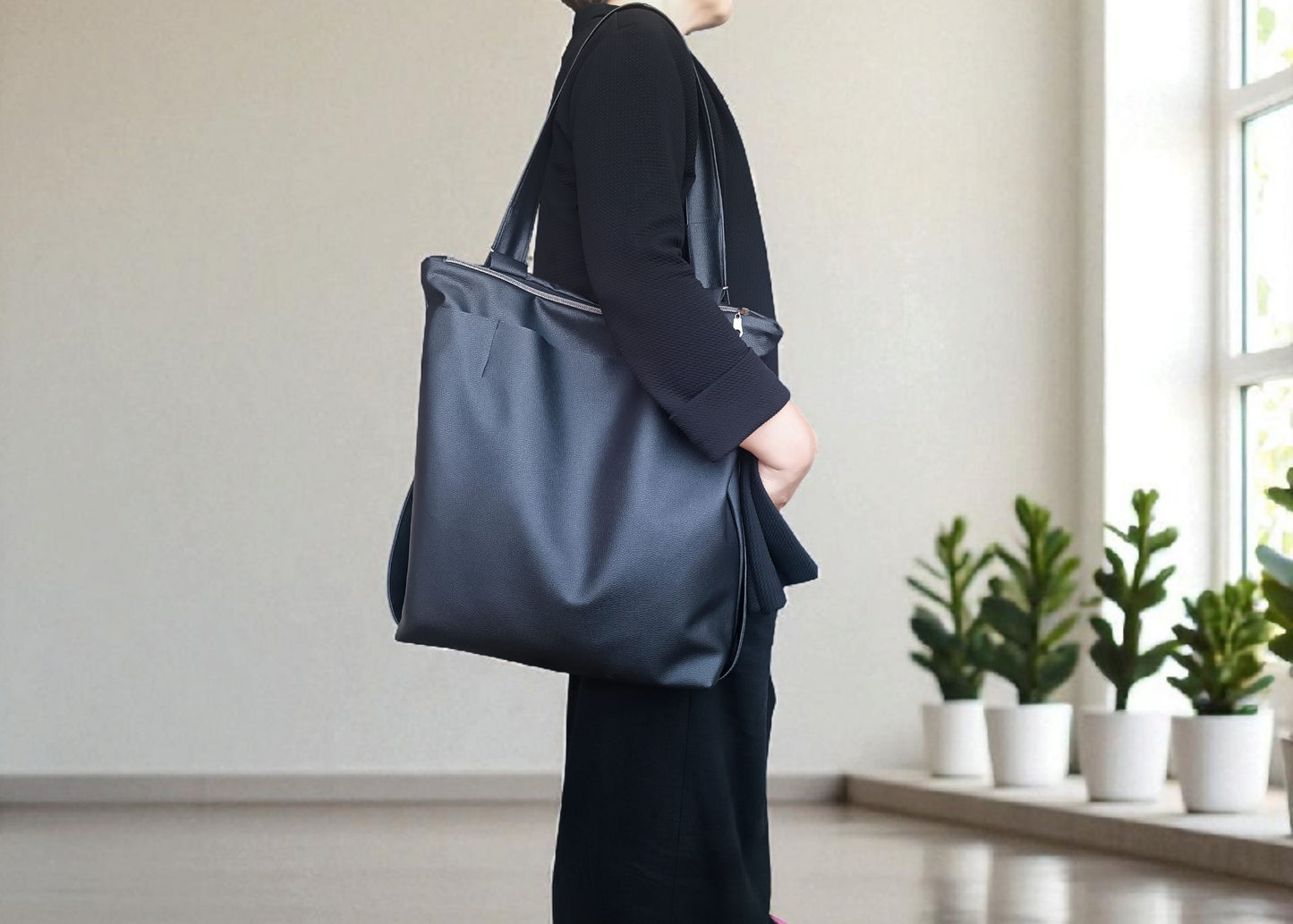 Tote bag convertibile in zainetto