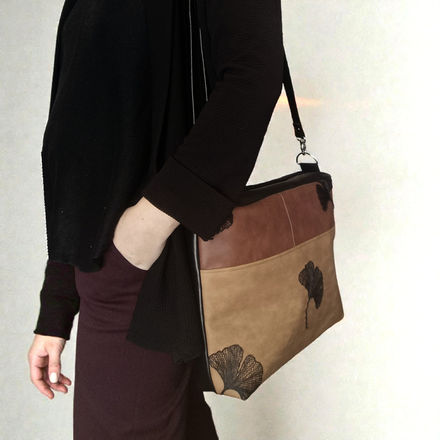 Borsa da spalla 'ginkgo' in pelle sintetica