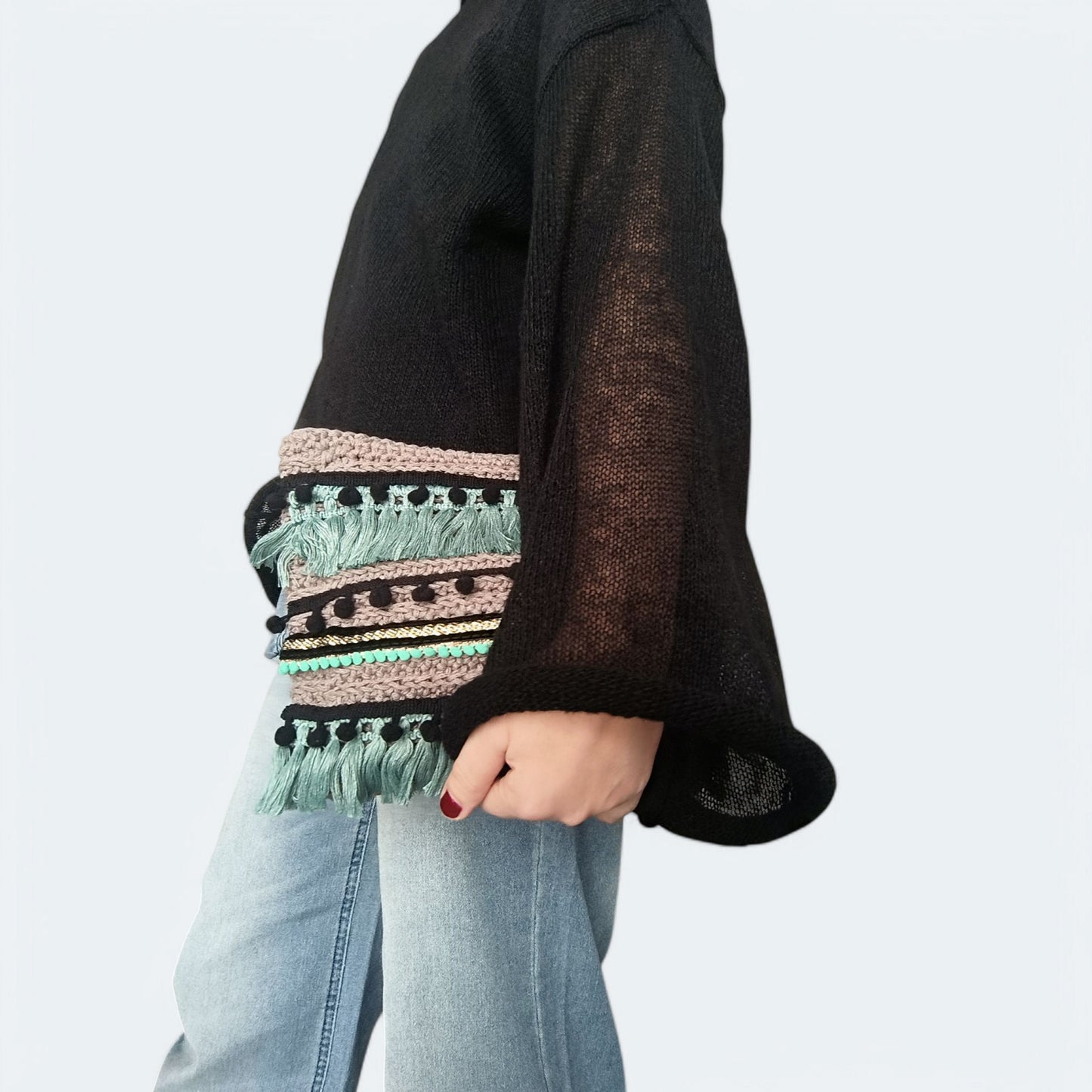 Pochette rettangolare all'uncinetto in stile gipsy