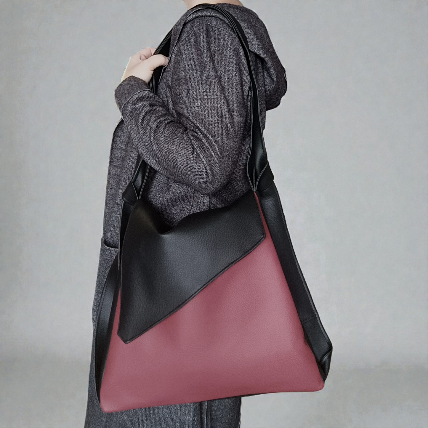 Borsa zaino in pelle sintetica rossa