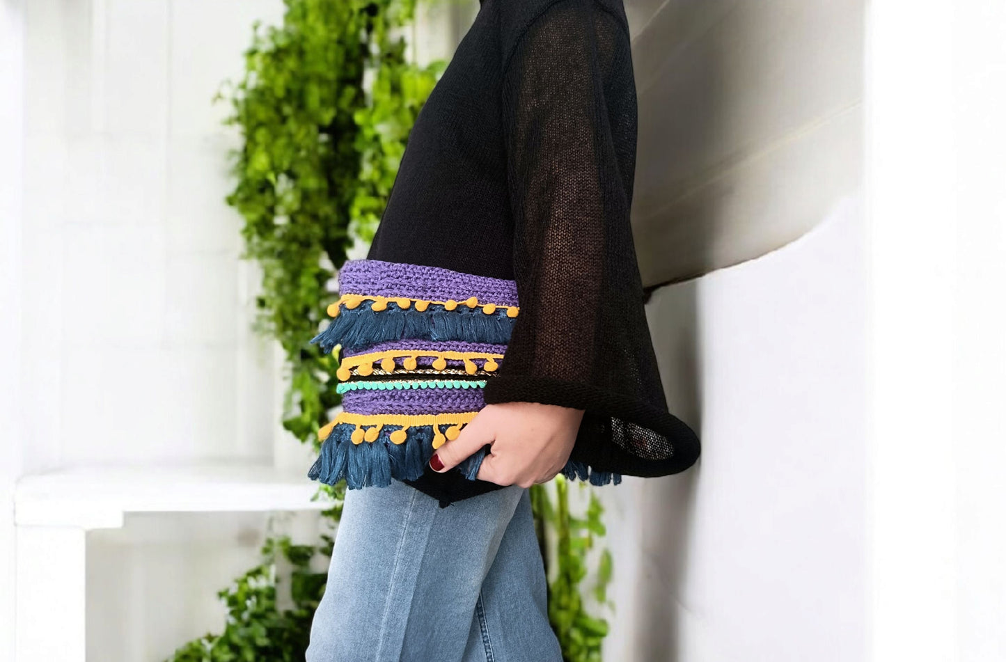 Pochette rettangolare in stile boho chic