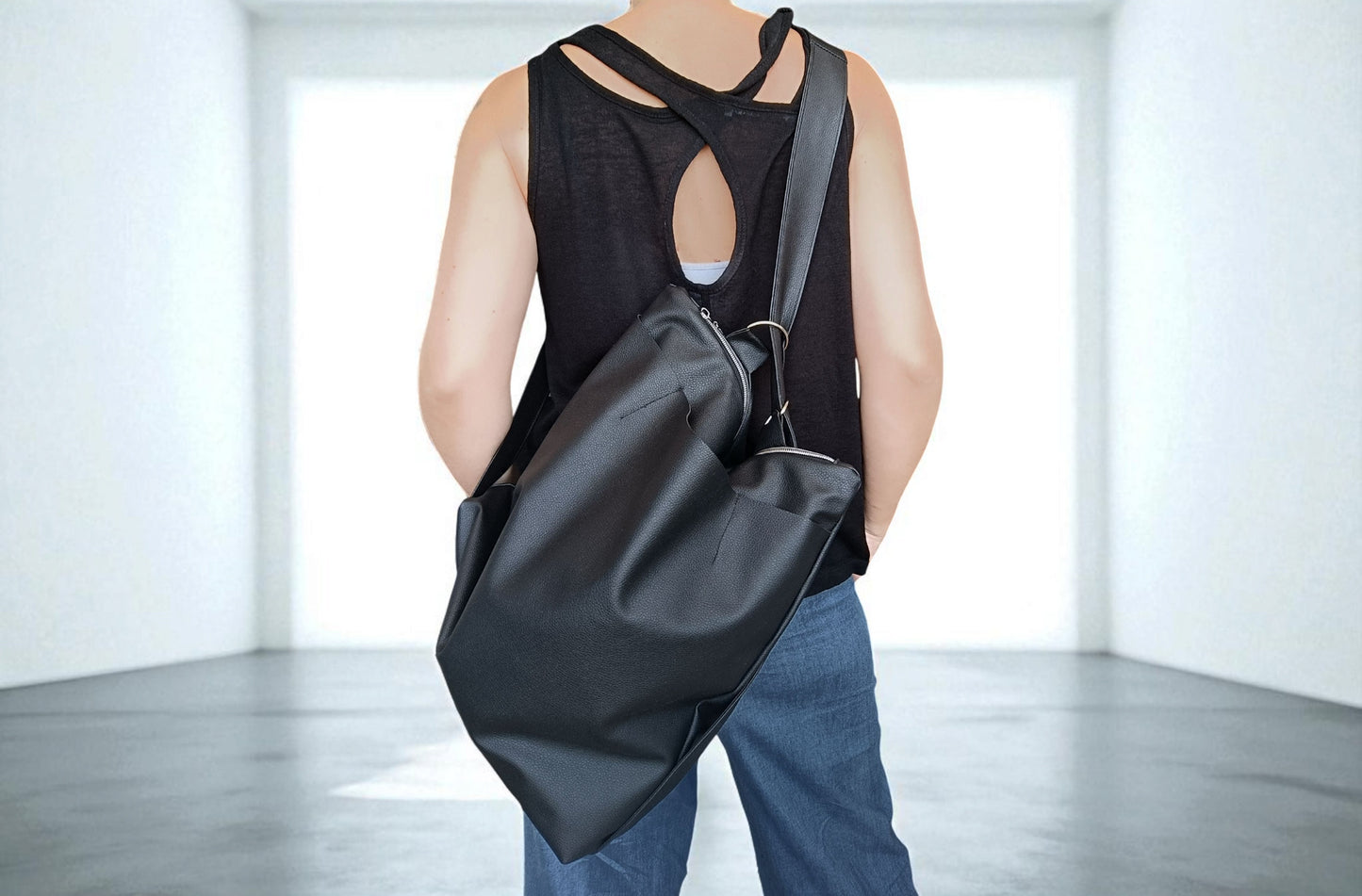 Tote bag convertibile in zainetto