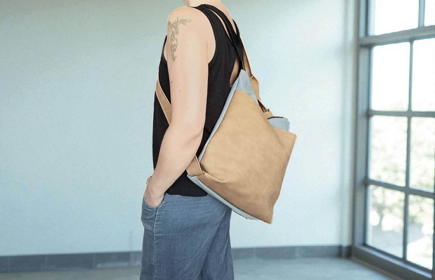 Tote backpack in pelle sintetica