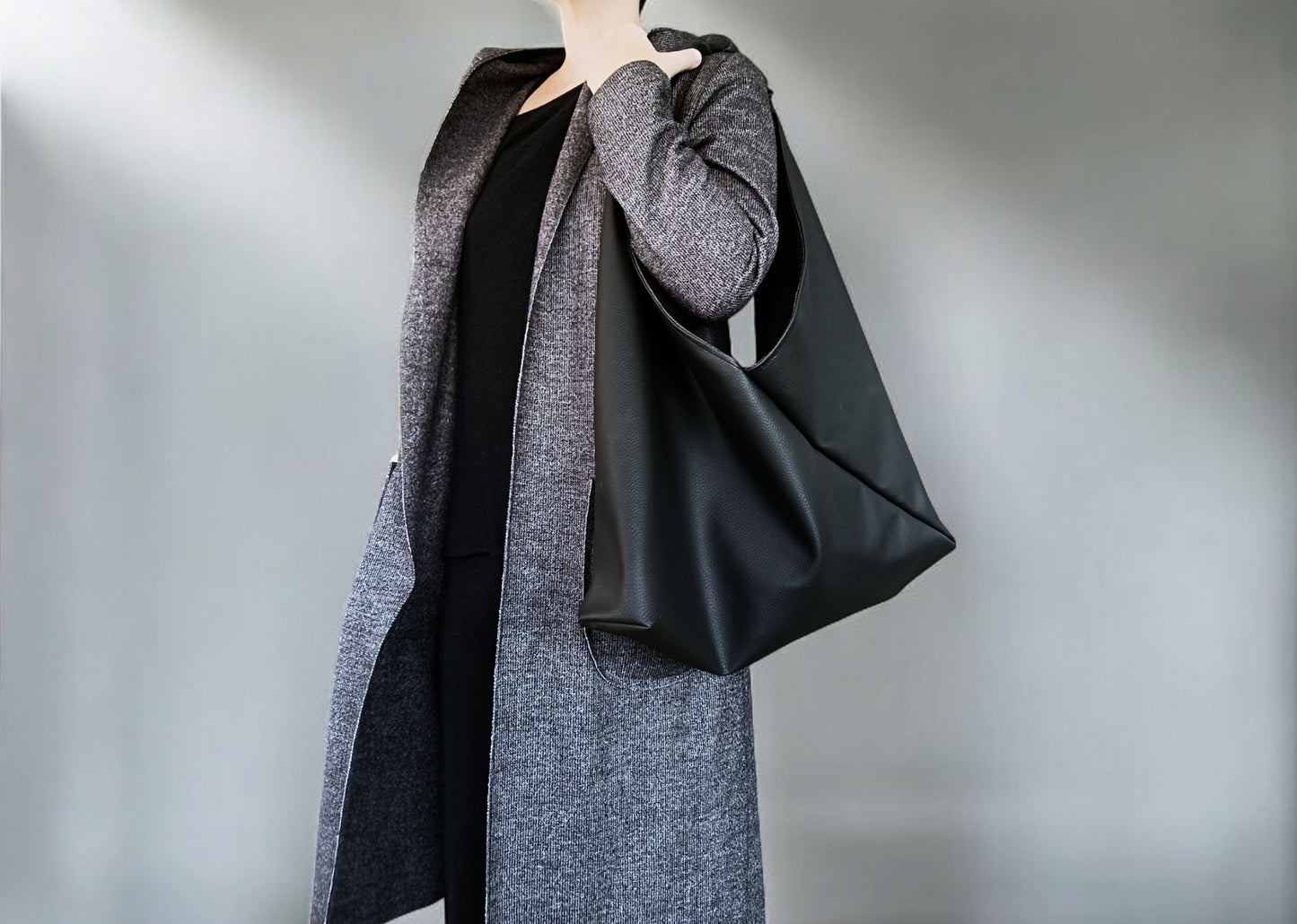 Borsa origami in pelle sintetica nera
