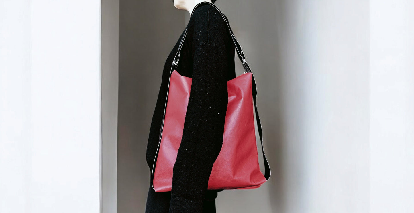Borsa zaino in pelle sintetica rossa