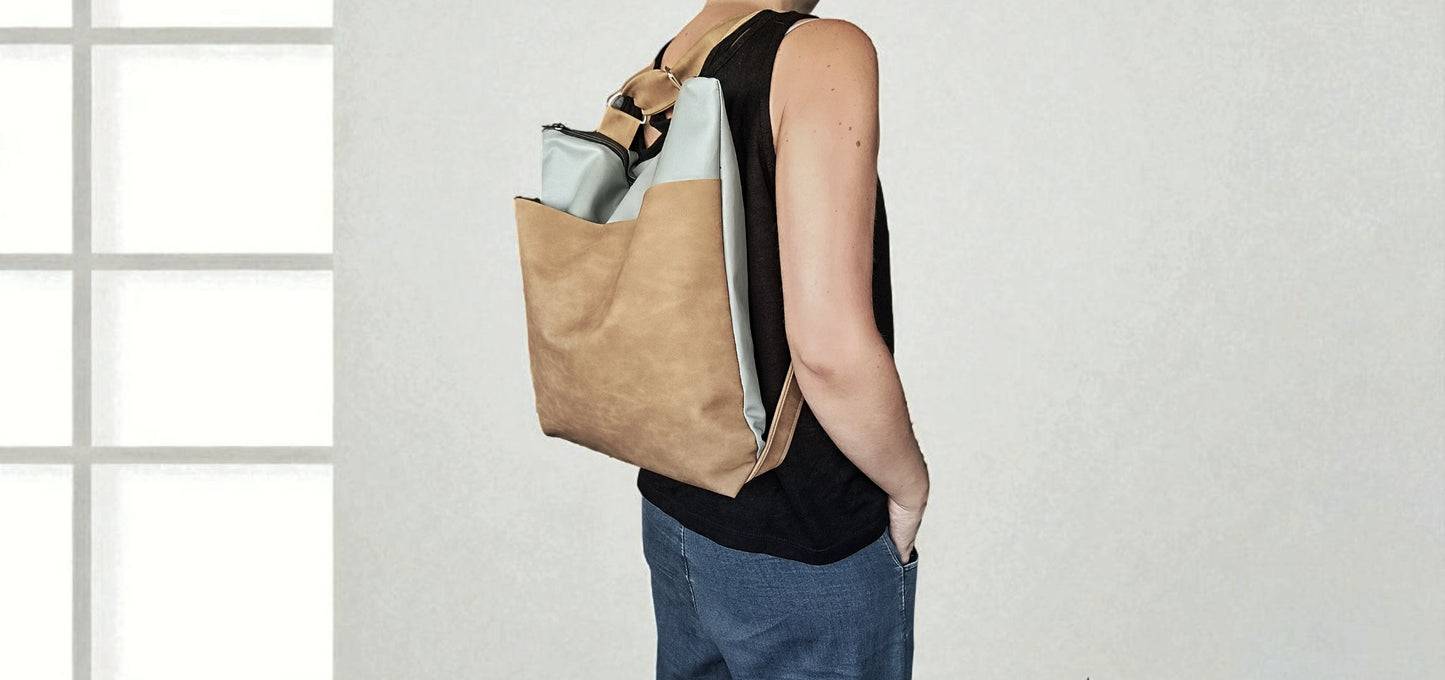 Tote backpack in pelle sintetica