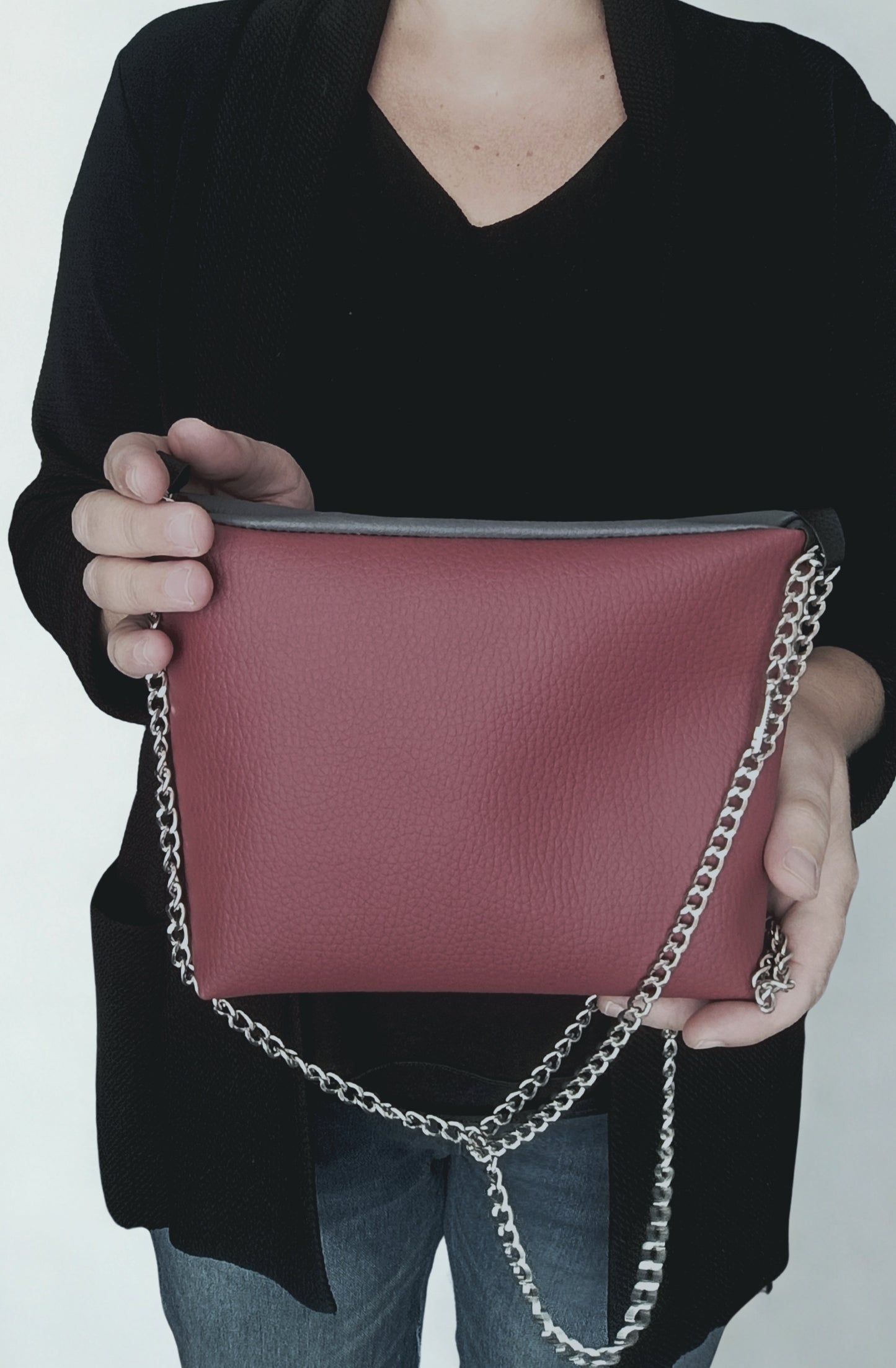 Mini bag in pelle sintetica rossa