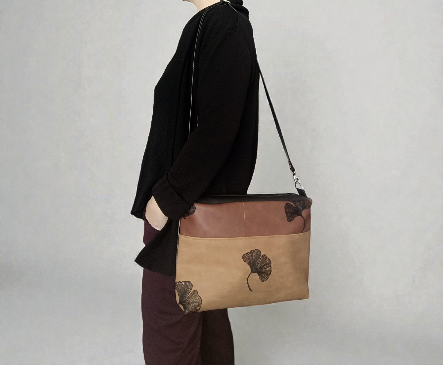 Borsa da spalla 'ginkgo' in pelle sintetica