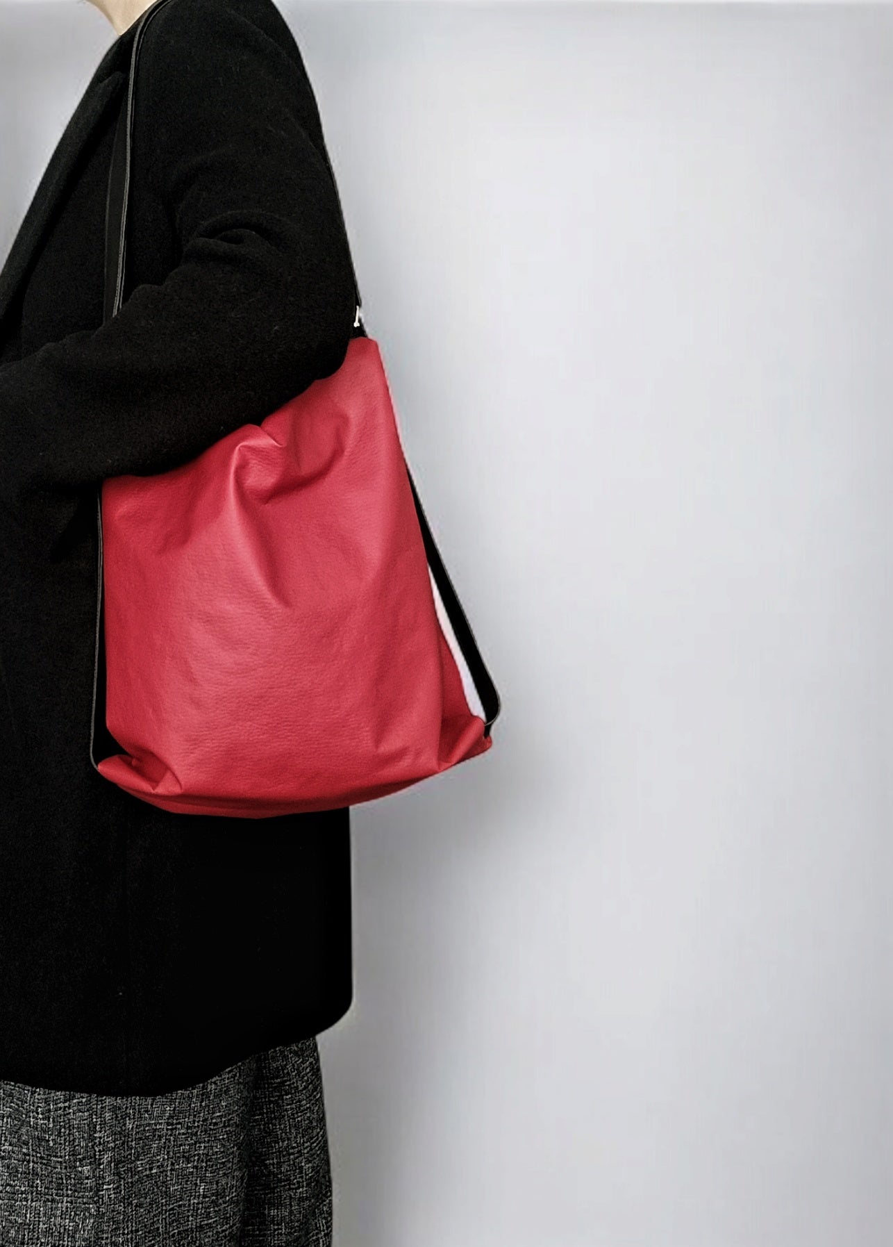 Borsa zaino in pelle sintetica rossa