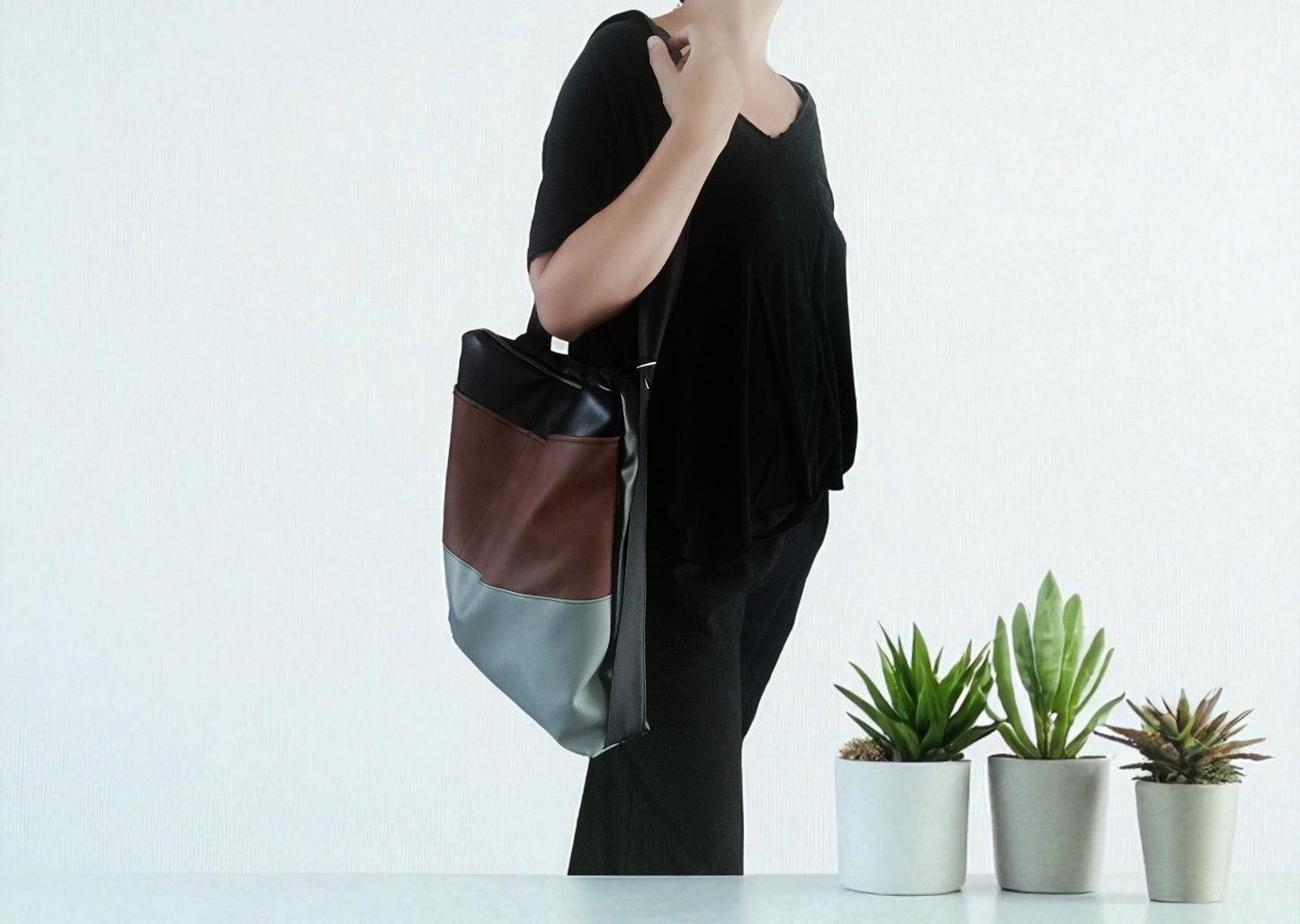 Borsa tote convertibile in zainetto