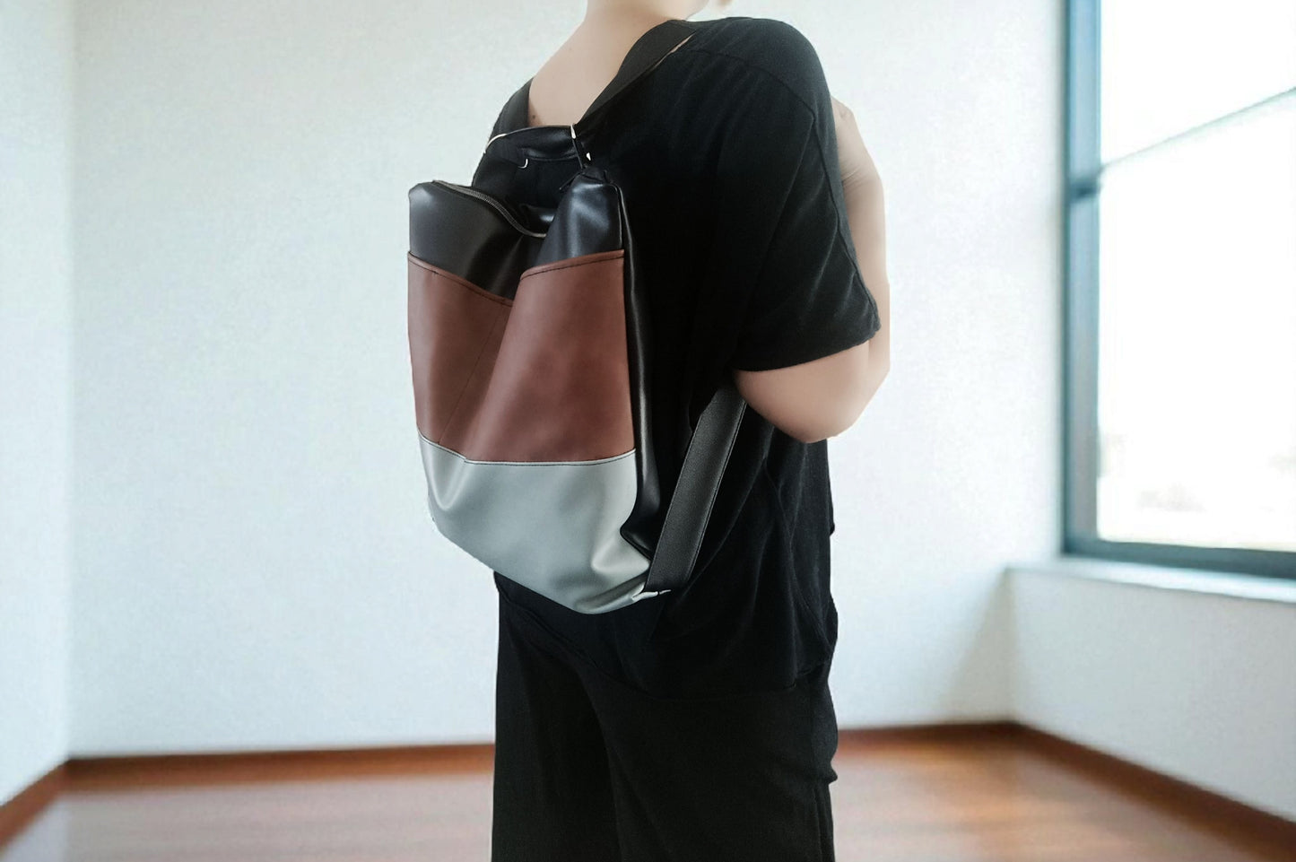 Borsa tote convertibile in zainetto