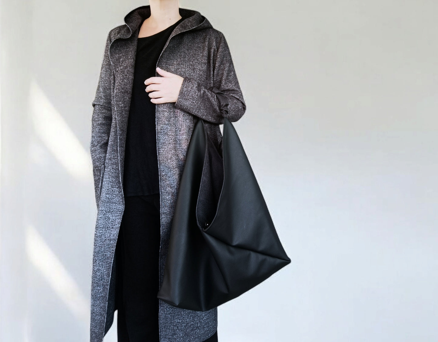 Borsa origami in pelle sintetica nera
