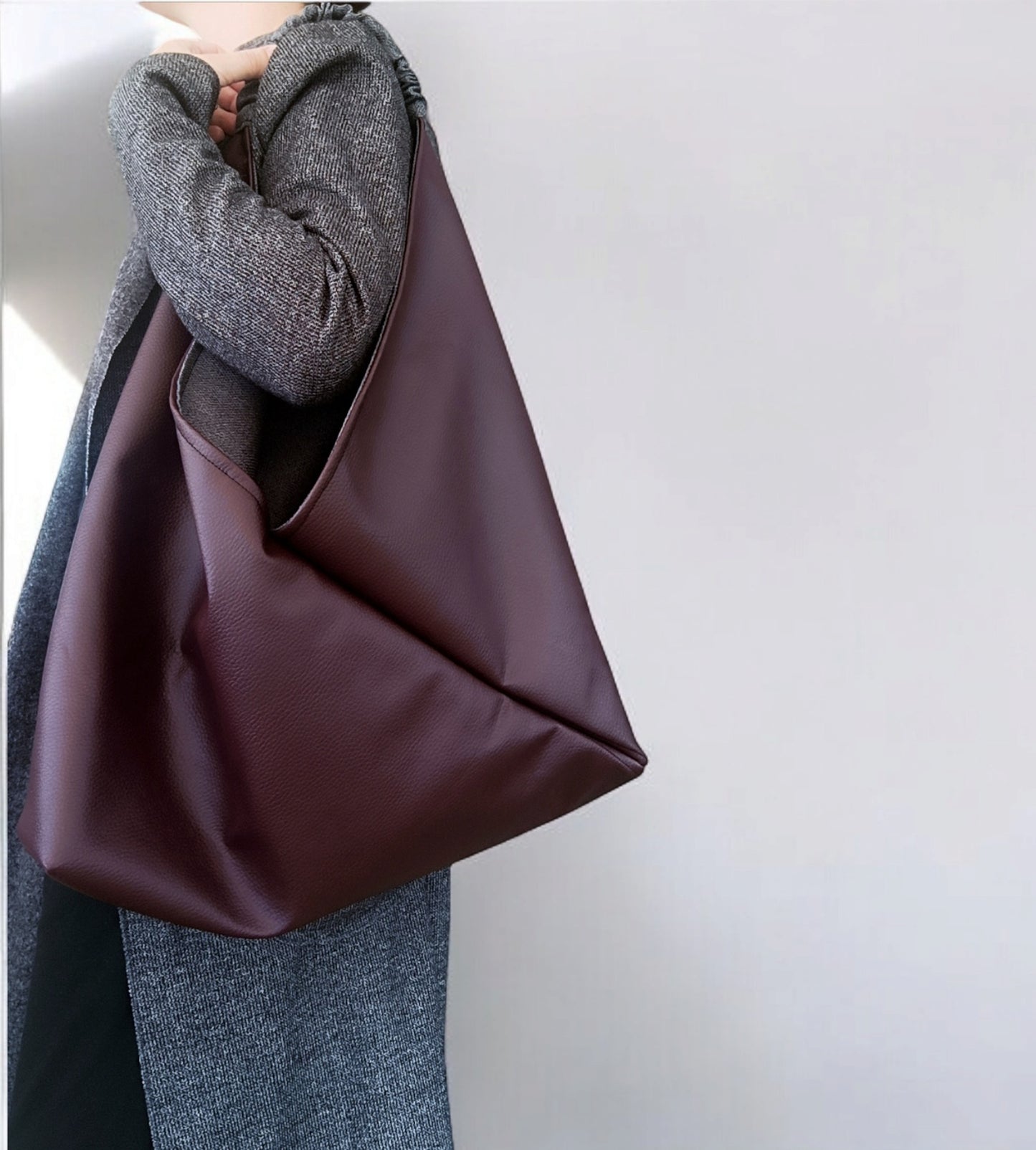 Borsa da spalla in pelle sintetica in stile origami