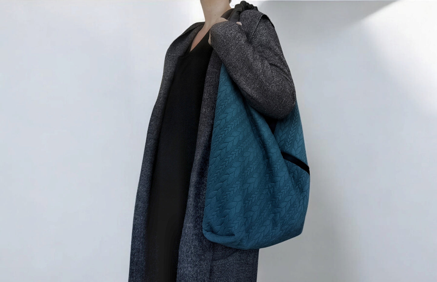 Borsa da spalla in stile origami in tessuto