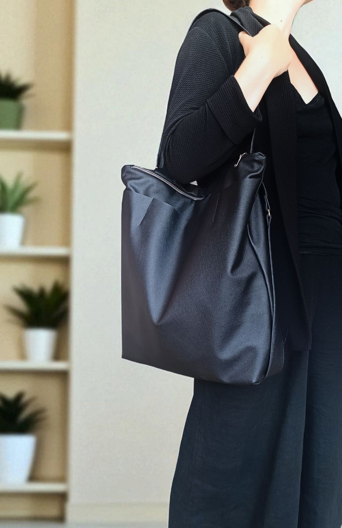Tote bag convertibile in zainetto