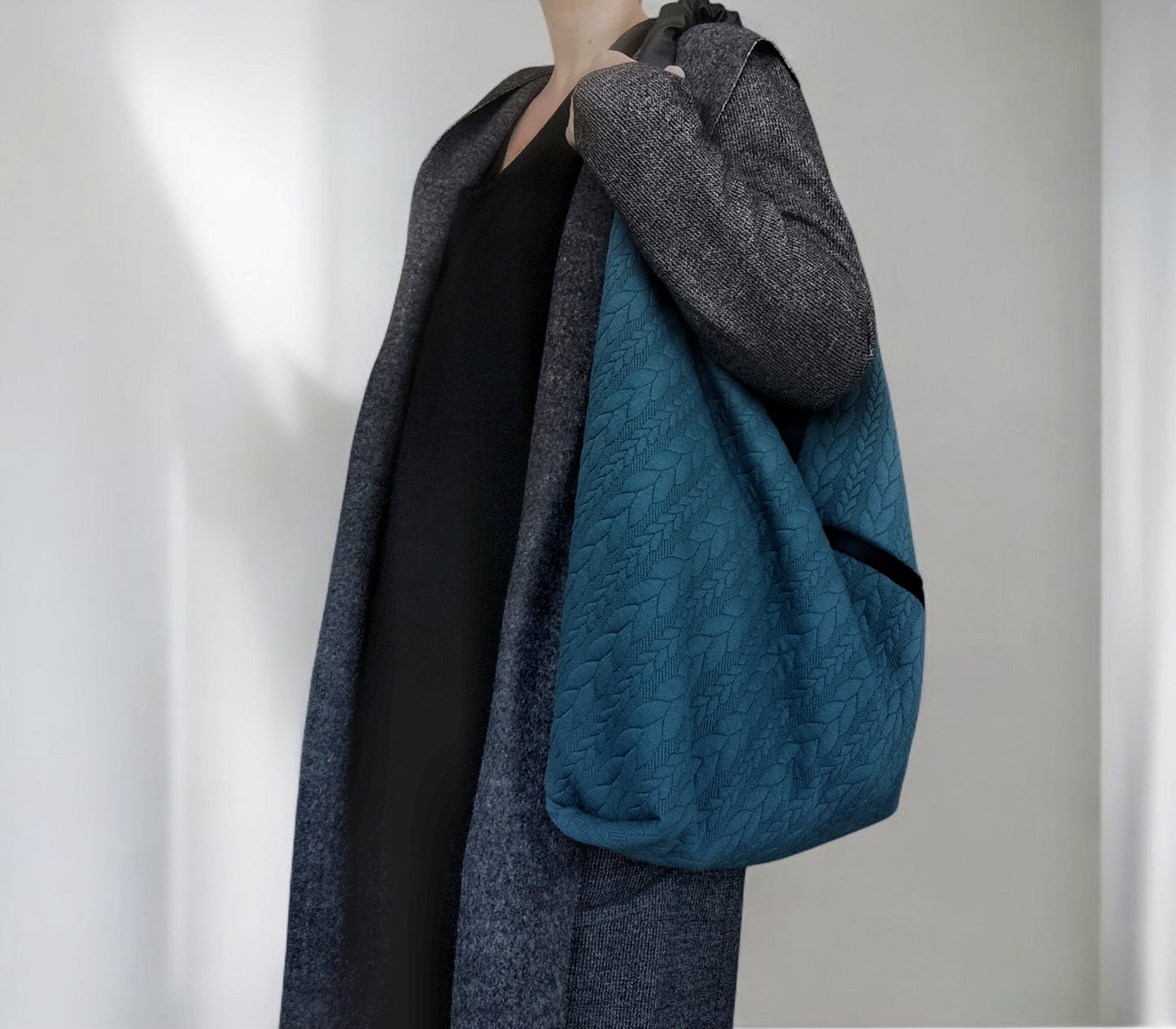 Borsa da spalla in stile origami in tessuto