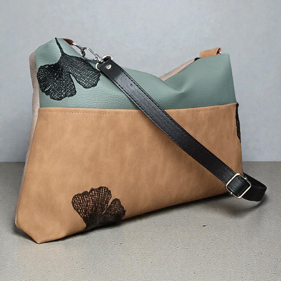Borsa a tracolla ginkgo in pelle sintetica