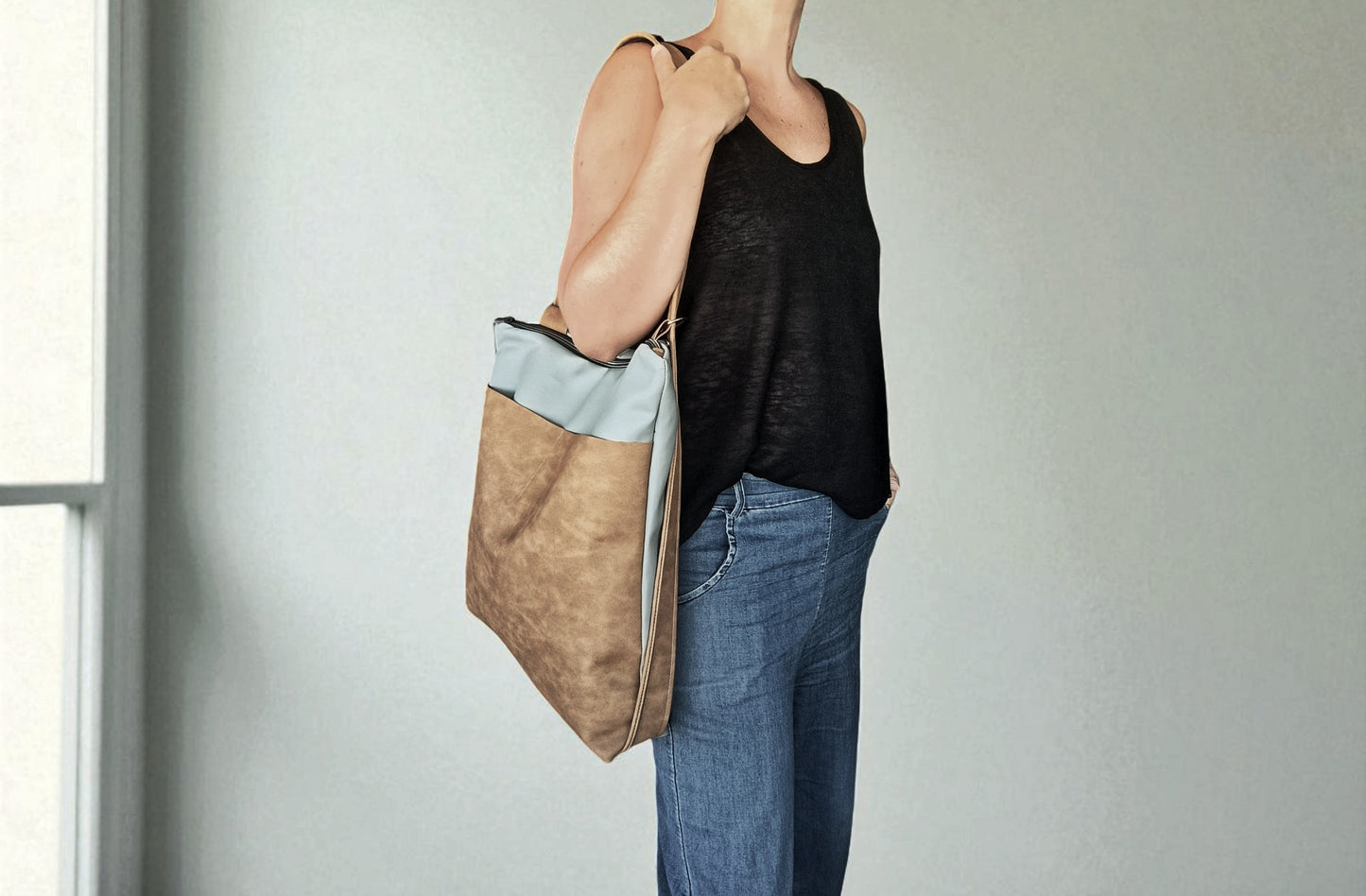 Tote backpack in pelle sintetica