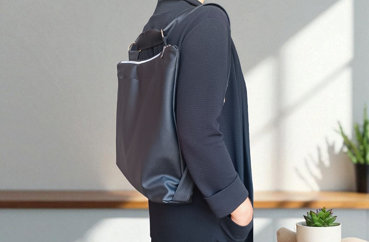 Tote bag convertibile in zainetto