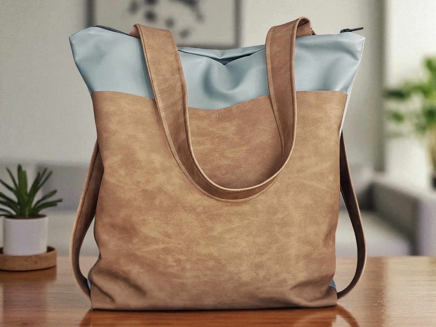 Tote backpack in pelle sintetica